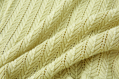 13DE MARZO Floral Lines Hollow Cardigan Green