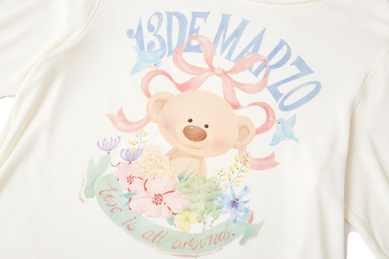13DE MARZO Floral Bear Tee White