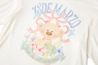 13DE MARZO Floral Bear Tee White