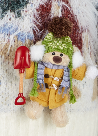 13DE MARZO Snow Bear Jacquard Zip Knit Coat Blue