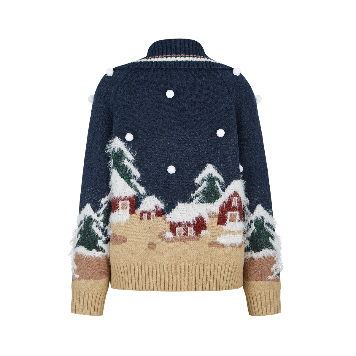 13DE MARZO Snow Bear Jacquard Zip Knit Coat Navy Blue