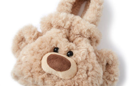 13DE MARZO Bear Face Drawstring Storage Bag Khaki