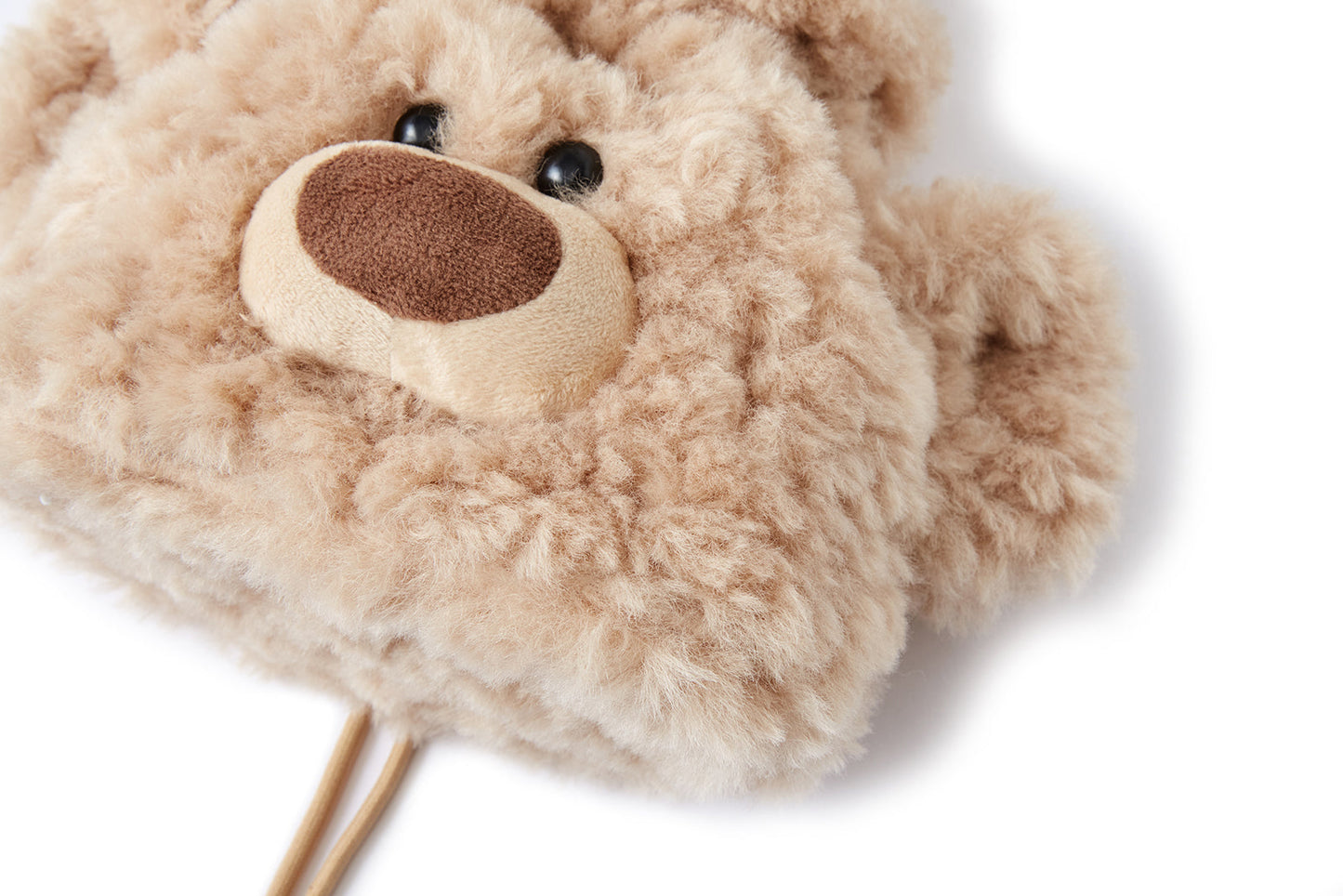 13DE MARZO Bear Face Drawstring Storage Bag Khaki