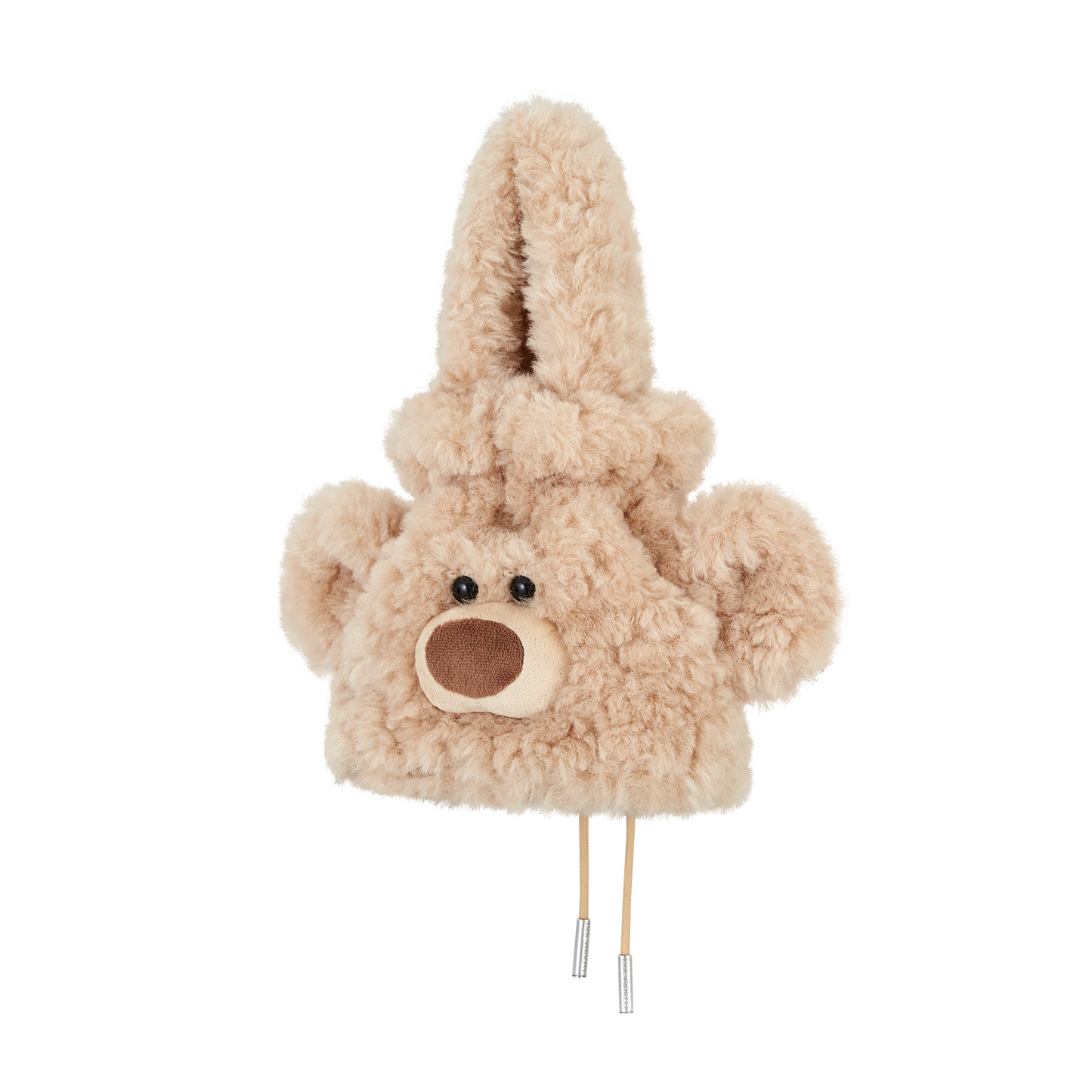 13DE MARZO Bear Face Drawstring Storage Bag Khaki
