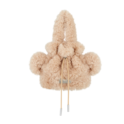 13DE MARZO Bear Face Drawstring Storage Bag Khaki