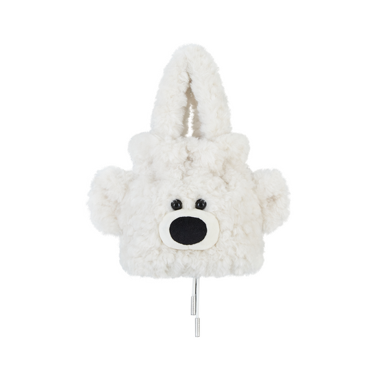13DE MARZO Bear Face Drawstring Storage Bag White