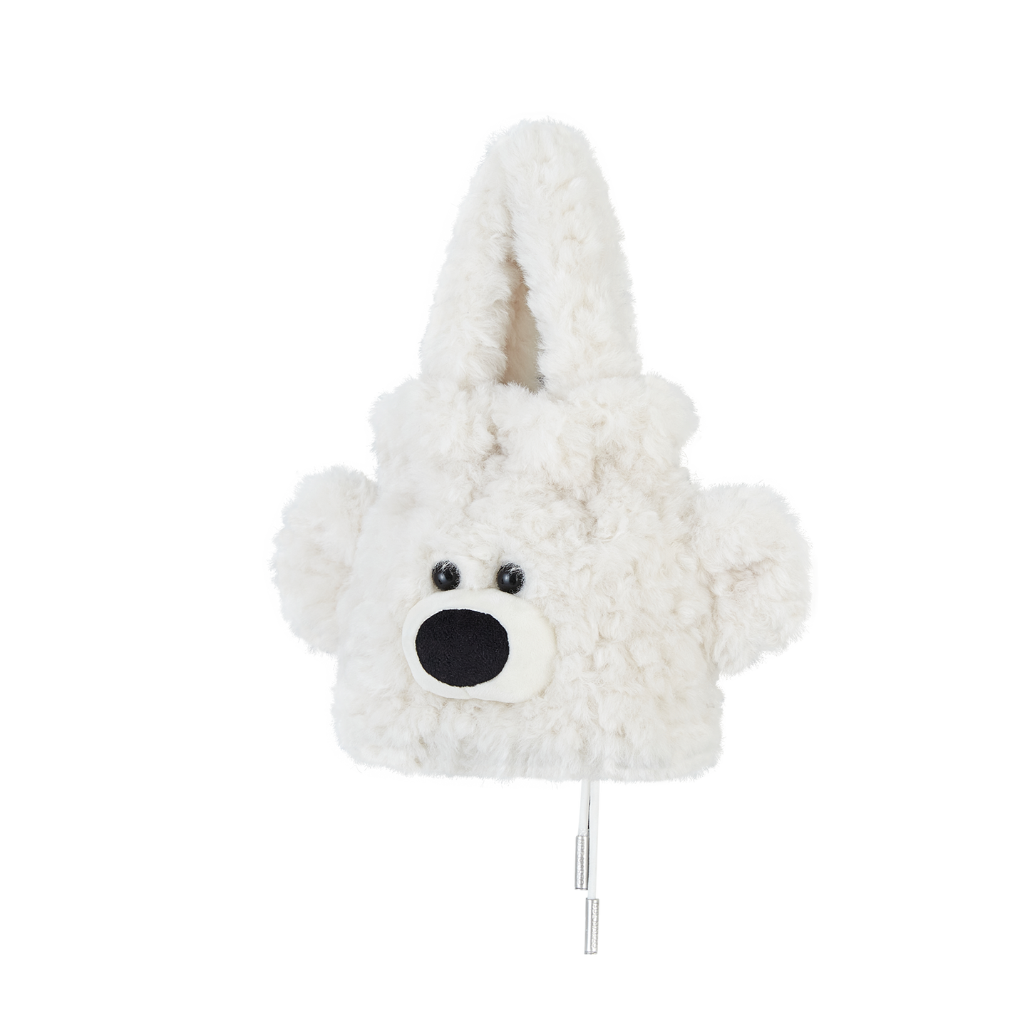 13DE MARZO Bear Face Drawstring Storage Bag White
