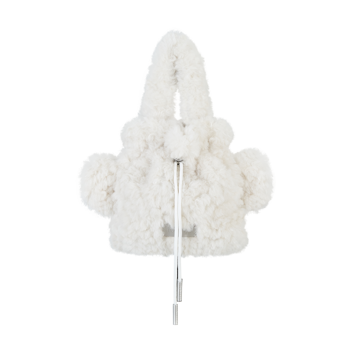 13DE MARZO Bear Face Drawstring Storage Bag White
