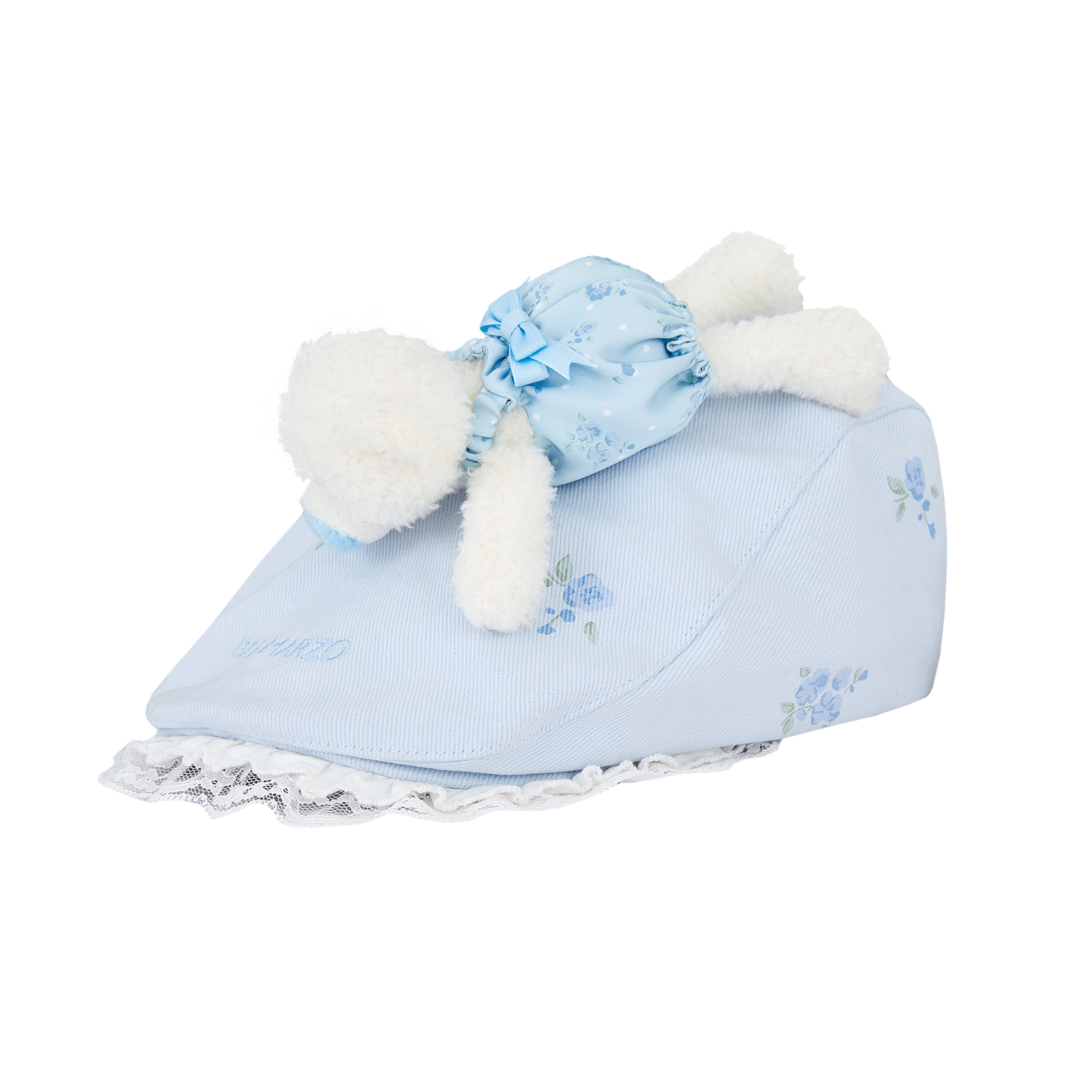 13DE MARZO Embroidered Ruffle Hat Blue