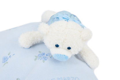 13DE MARZO Embroidered Ruffle Hat Blue