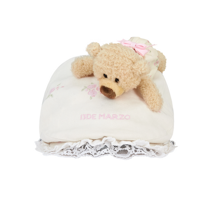13DE MARZO Embroidered Ruffle Hat Beige