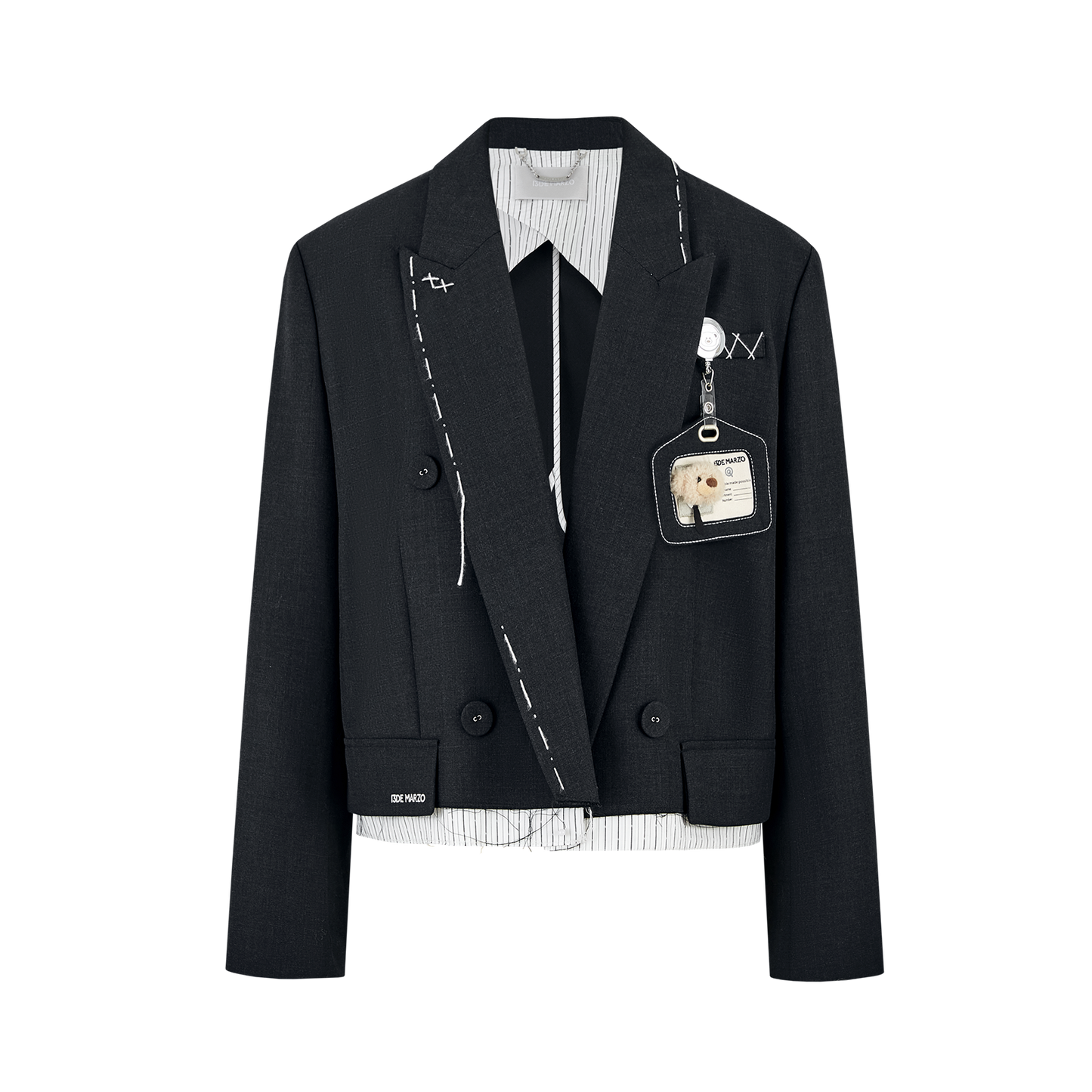 13DE MARZO Jump Wire & Badge Crop Blazer
