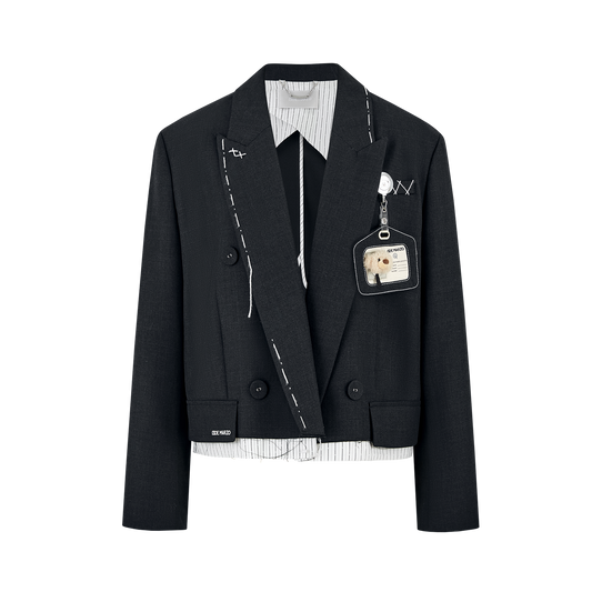 13DE MARZO Jump Wire & Badge Crop Blazer