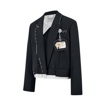 13DE MARZO Jump Wire & Badge Crop Blazer