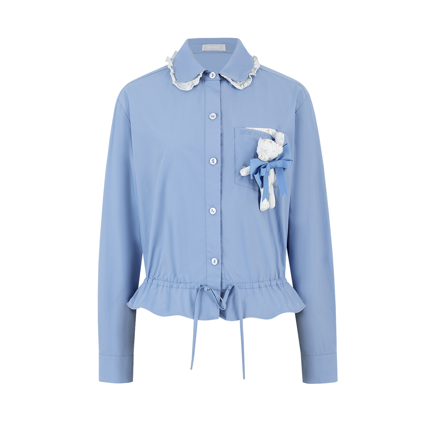 13DE MARZO Smocked Ruffle Trim Blouse