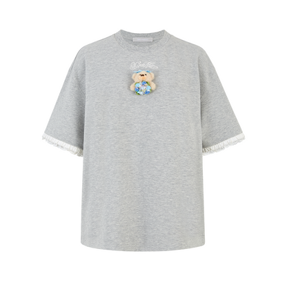 13DE MARZO Bouquet Bear Print T-shirt Grey