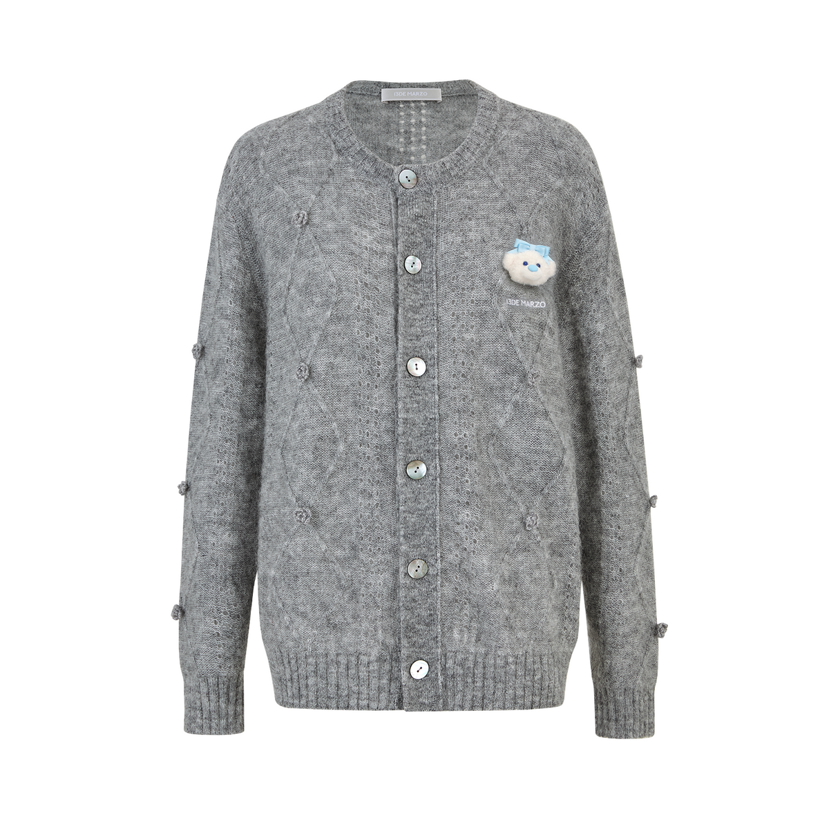 13DE MARZO Semi-Sheer Floral Cardigan Grey
