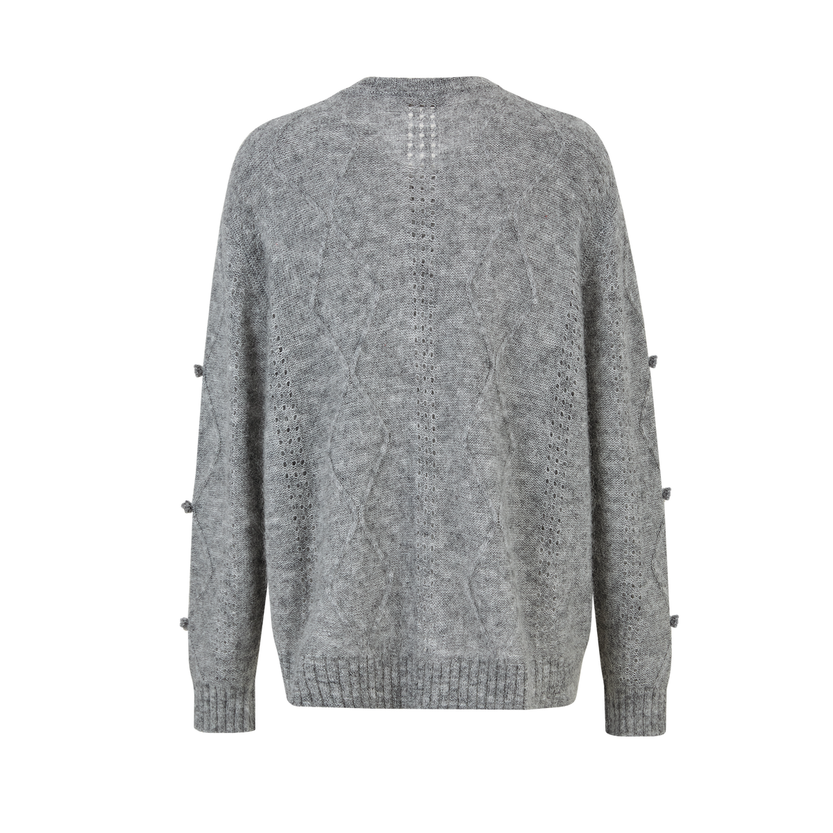 13DE MARZO Semi-Sheer Floral Cardigan Grey