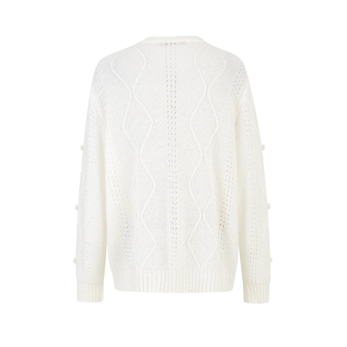 13DE MARZO Semi-Sheer Floral Cardigan White