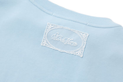 13DE MARZO Cross-Over Collar Button-Strap T-shirt Blue