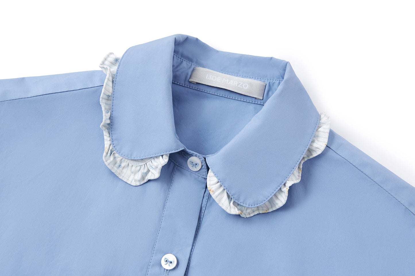 13DE MARZO Smocked Ruffle Trim Blouse