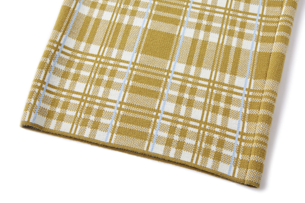 13DE MARZO Knit Jacquard Plaid Pants Yellow