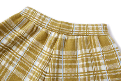 13DE MARZO Knit Jacquard Plaid Pants Yellow