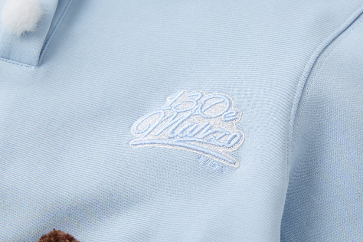 13DE MARZO Snow Bear Polo Stripe Knit Top Blue