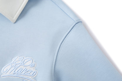 13DE MARZO Snow Bear Polo Stripe Knit Top Blue