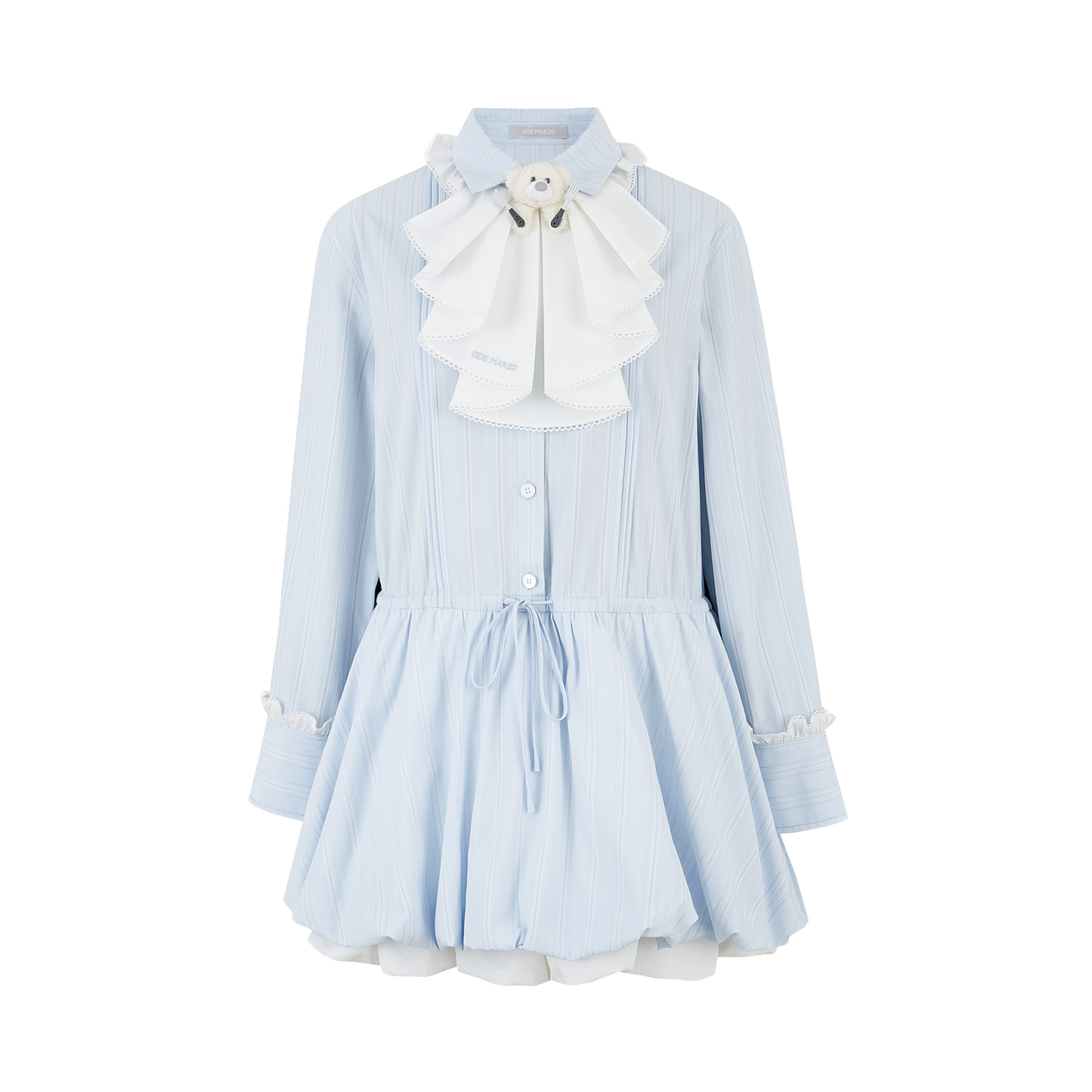 13DE MARZO Smocked Bouquet Sleeve Long Dress Blue