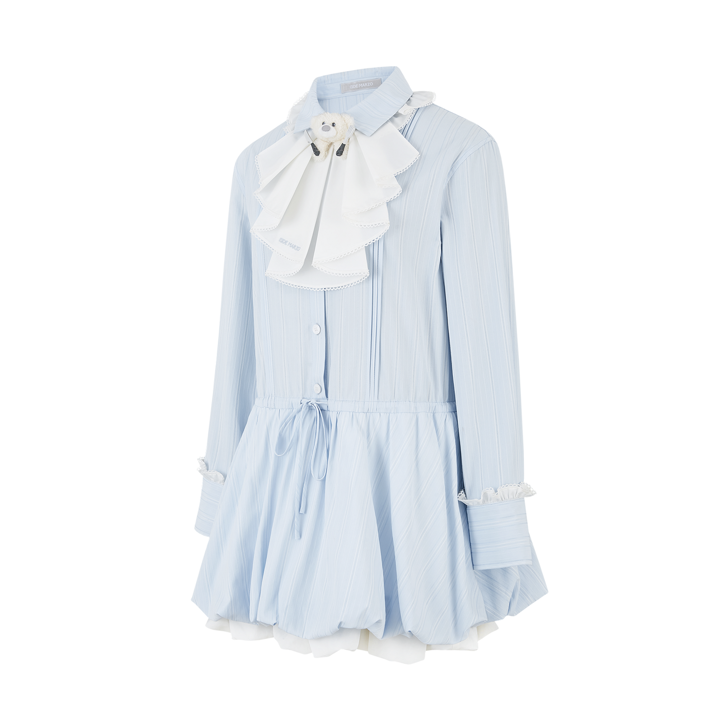 13DE MARZO Smocked Bouquet Sleeve Long Dress Blue