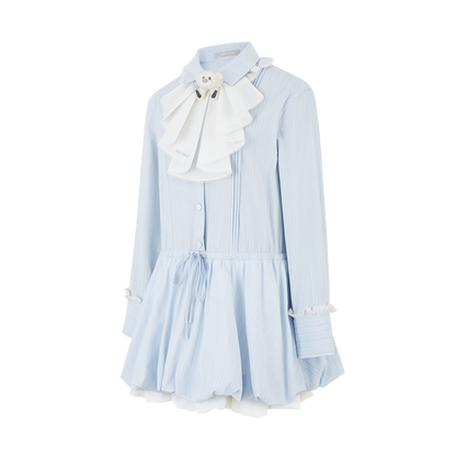 13DE MARZO Smocked Bouquet Sleeve Long Dress Blue