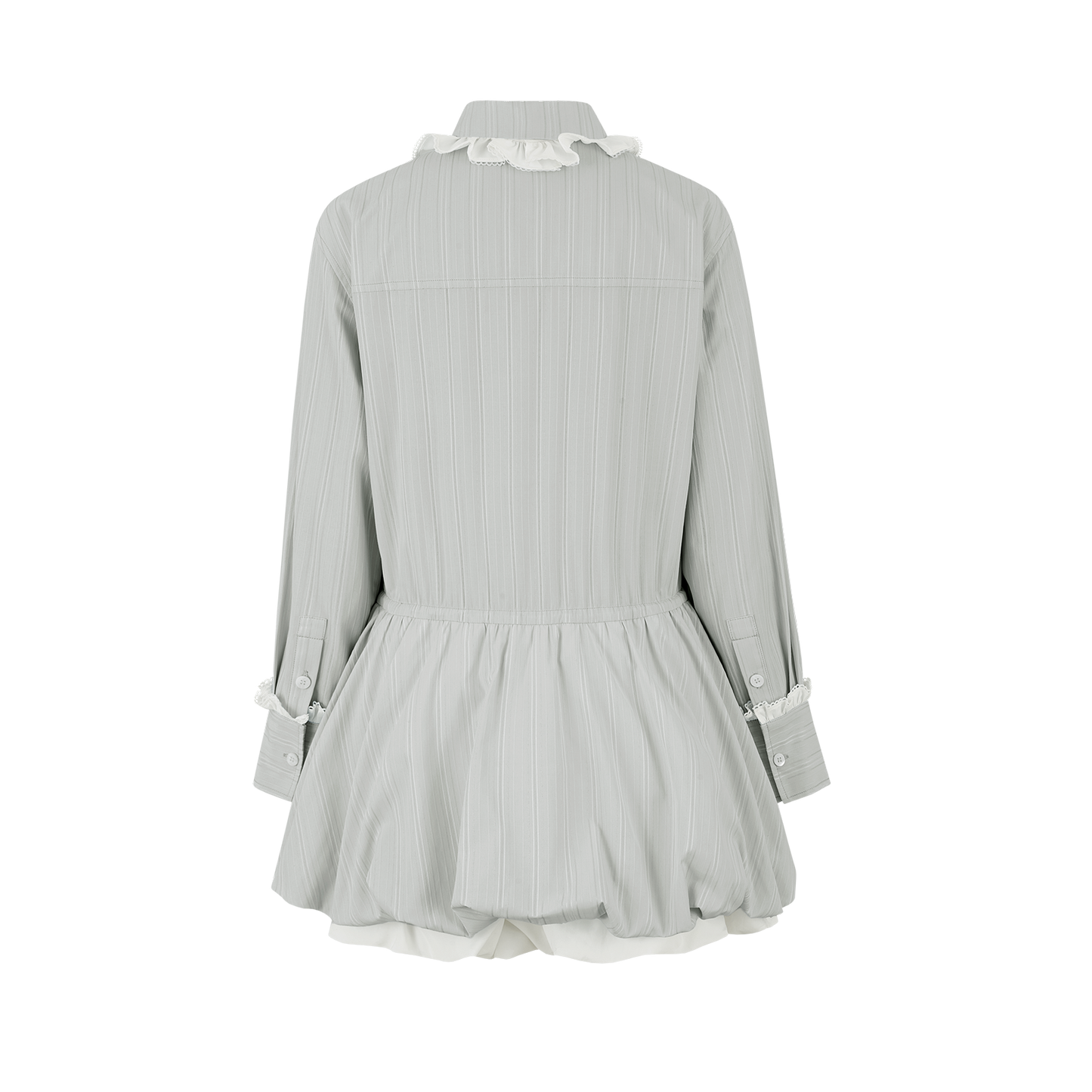 13DE MARZO Smocked Bouquet Sleeve Long Dress Grey