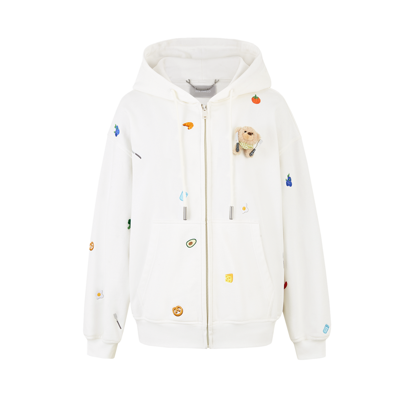 13DE MARZO Nutrition Breakfast Bear Hoodie White