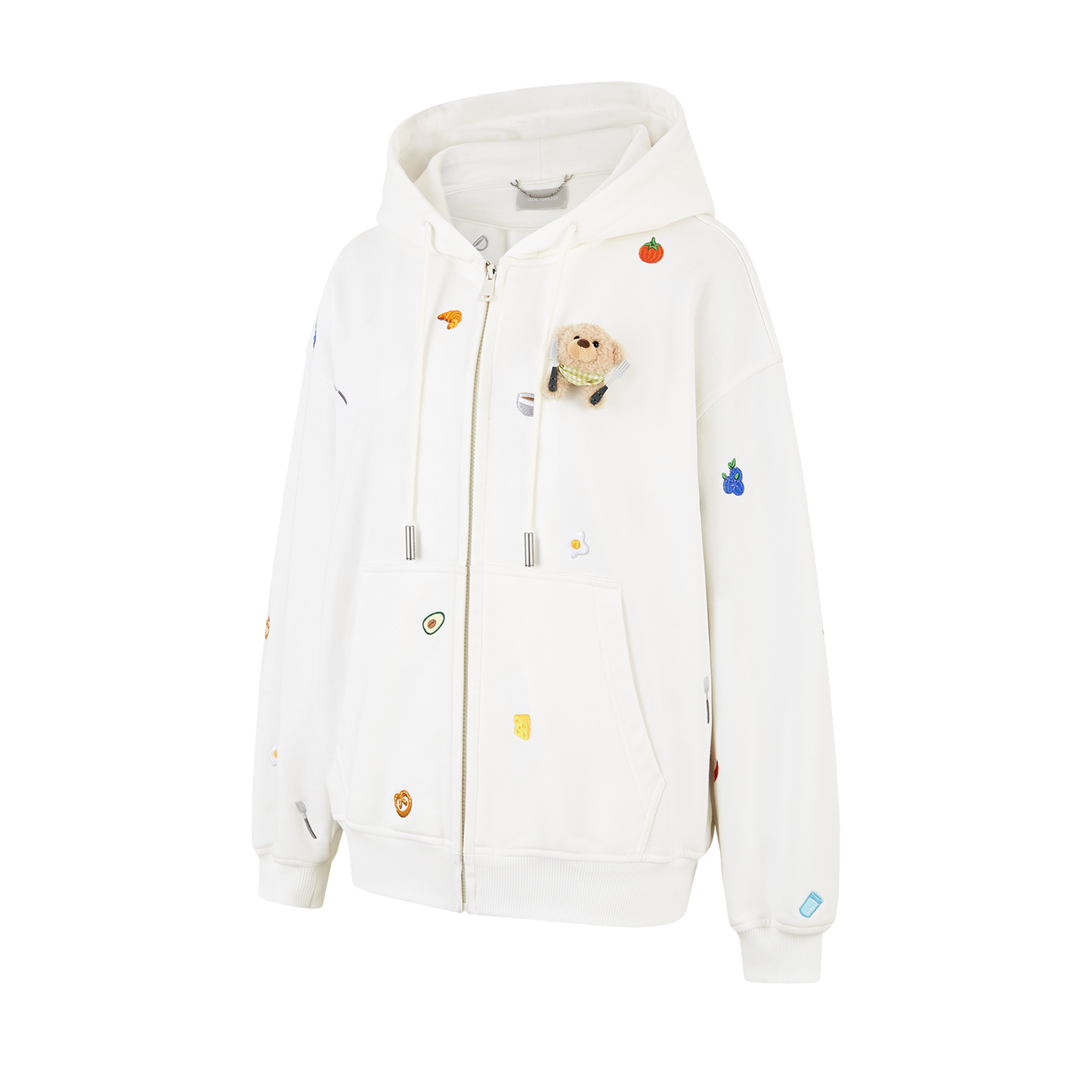 13DE MARZO Nutrition Breakfast Bear Hoodie White