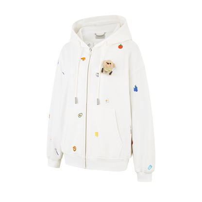 13DE MARZO Nutrition Breakfast Bear Hoodie White