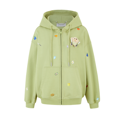 13DE MARZO Nutrition Breakfast Bear Hoodie Green