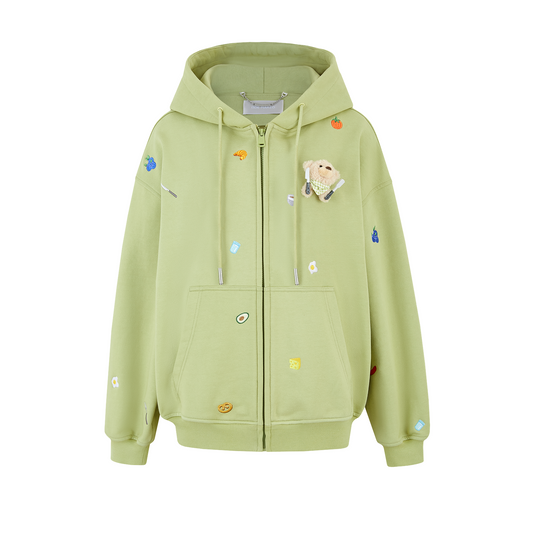 13DE MARZO Nutrition Breakfast Bear Hoodie Green