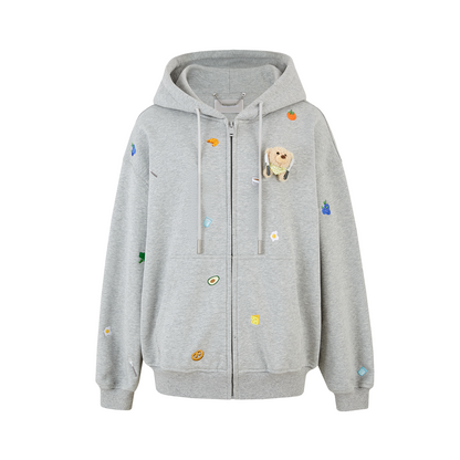 13DE MARZO Nutrition Breakfast Bear Hoodie Grey