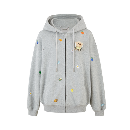 13DE MARZO Nutrition Breakfast Bear Hoodie Grey
