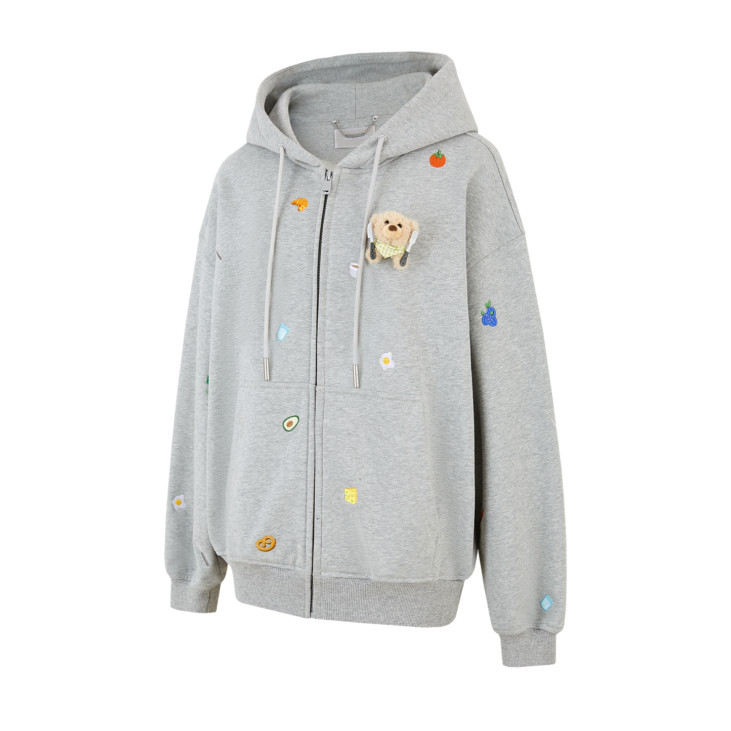 13DE MARZO Nutrition Breakfast Bear Hoodie Grey