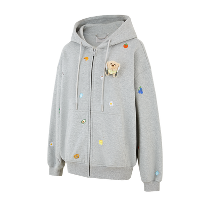 13DE MARZO Nutrition Breakfast Bear Hoodie Grey