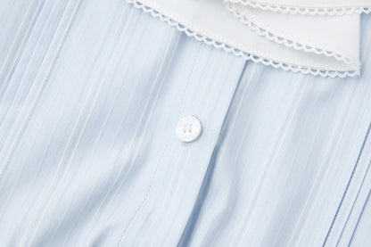 13DE MARZO Smocked Bouquet Sleeve Long Dress Blue
