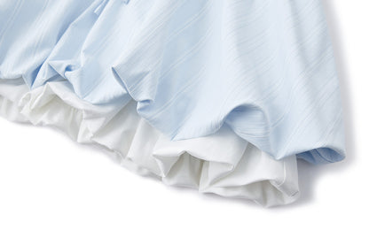 13DE MARZO Smocked Bouquet Sleeve Long Dress Blue