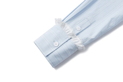 13DE MARZO Smocked Bouquet Sleeve Long Dress Blue