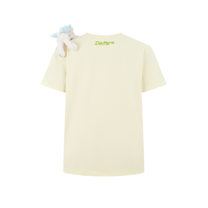 13DE MARZO Floral Bear Illustration T-Shirt Yellow