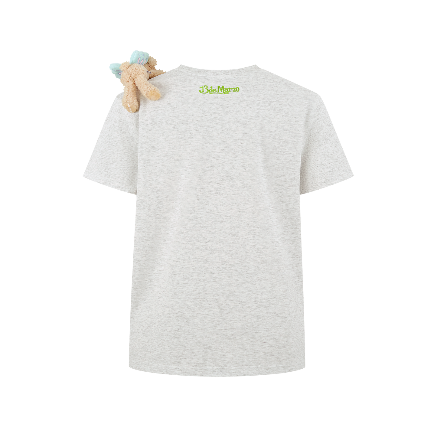 13DE MARZO Floral Bear Illustration T-Shirt Grey