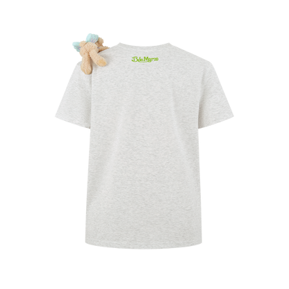 13DE MARZO Floral Bear Illustration T-Shirt Grey