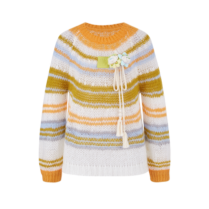13DE MARZO Hollow Lines Sweater Yellow