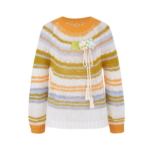13DE MARZO Hollow Lines Sweater Yellow